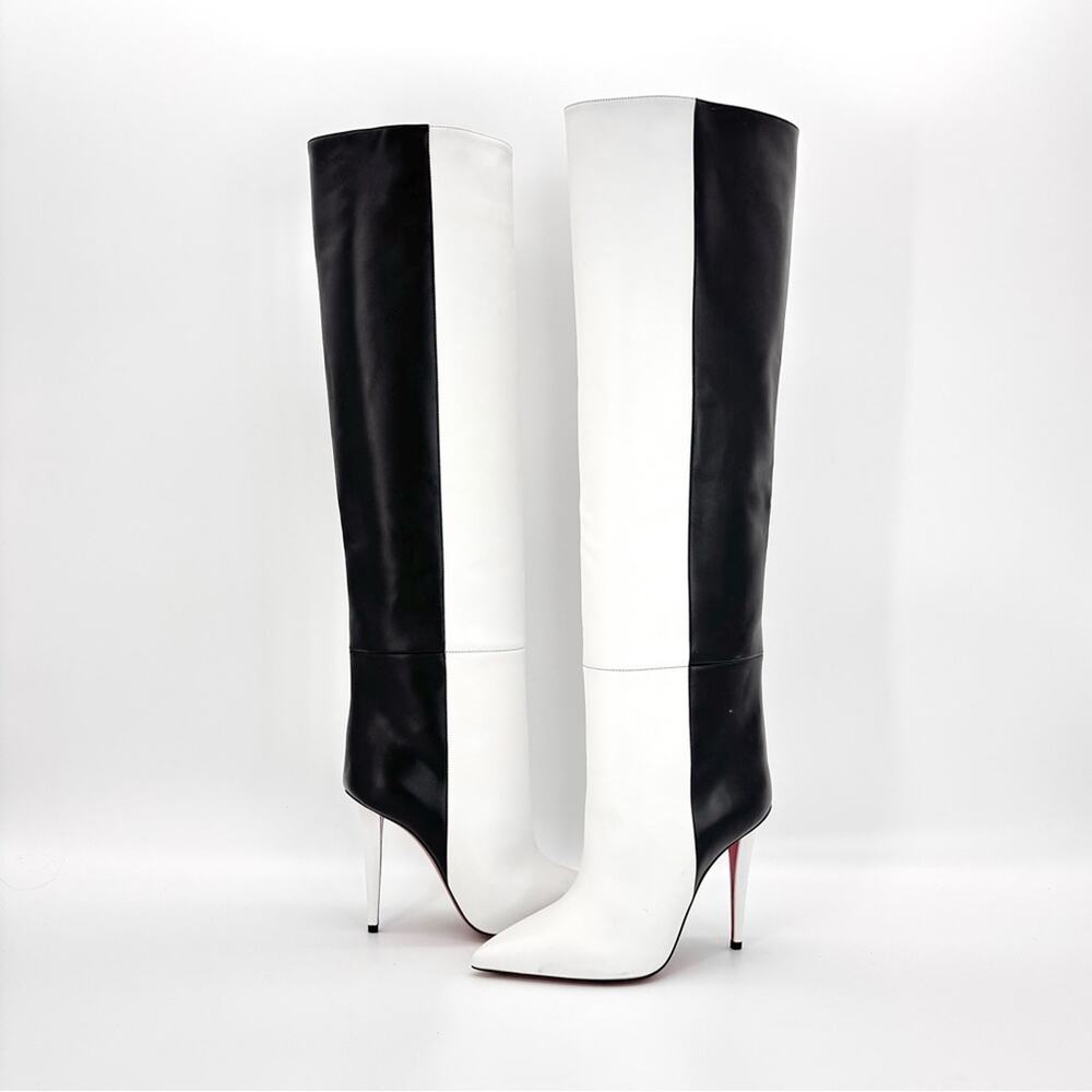 NEW Christian Louboutin Astrilarge Botta 100 Two Tone Over The Knee Boots 37 - Picture 2 of 10